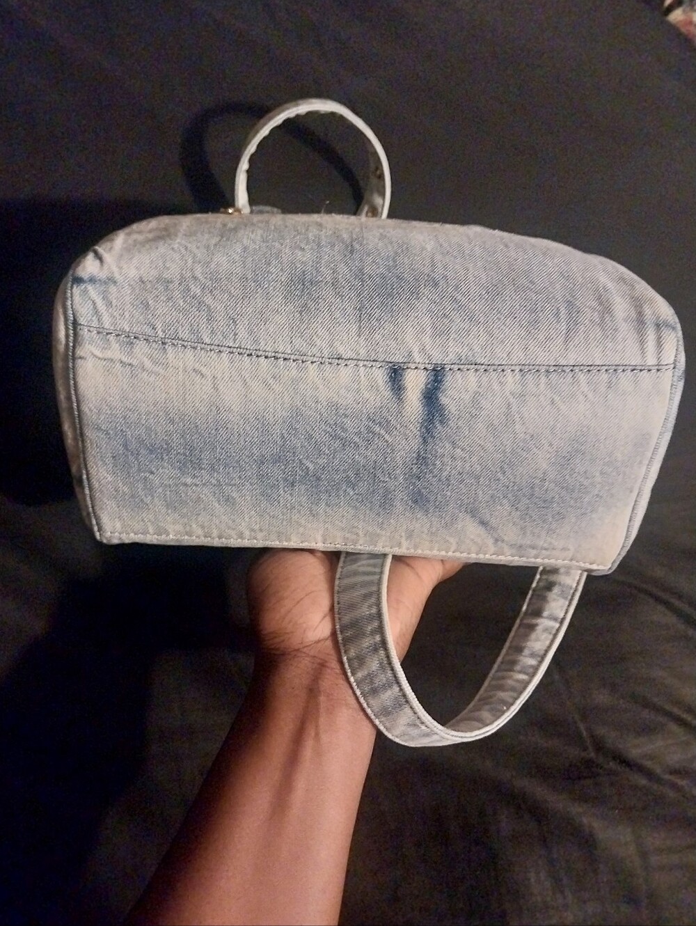 Coach Medium loved Denim Rowan Satchel Handbag in Wash Blue Denim - Picture 13 of 16